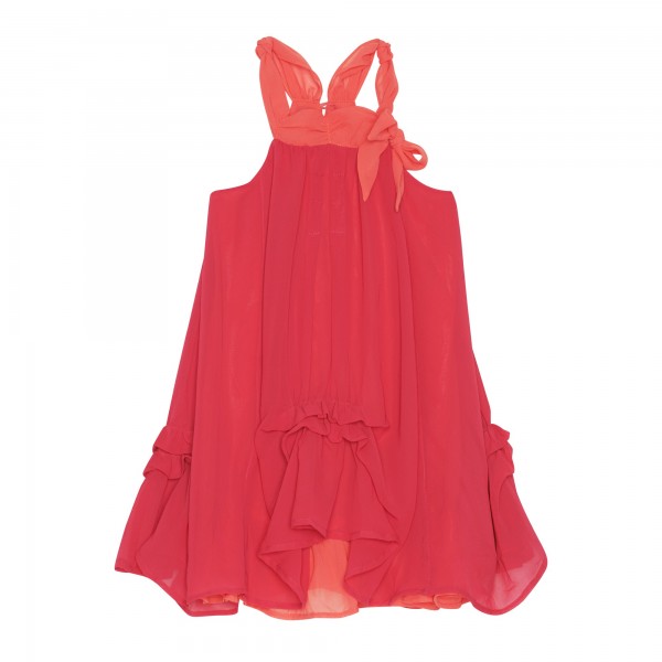 Girls Meet World Chiffon Dress with Shirring - Red