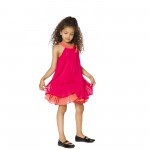 Girls Meet World Chiffon Dress with Shirring - Red