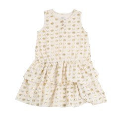 Gold Ruffle Bottom Jersey Cotton Dress Gold Ruffle Bottom Jersey Cotton Dress