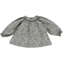 Eugenie Top - Grey Flowers