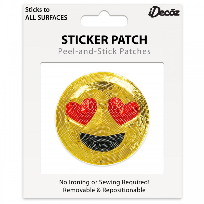 iDecoz Emoji Heart Eyes Sequin Sticker Patch 2 inch | Yogaso