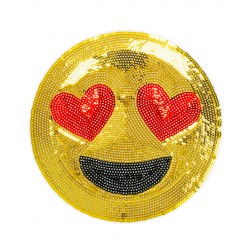 Emoji Heart Eyes Sequin Sticker Patch 2 inch Emoji Heart Eyes Sequin Sticker Patch 2 inch