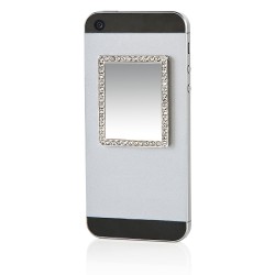 Silver Rectangle w/ Crystals Phone Mirror