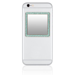 Silver Square w/ Turquoise Crystals Phone Mirror