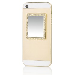 Gold Rectangle w/ Crystals Phone Mirror 