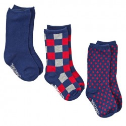  In Pack of 3 Navy, Red and Grey Socks
