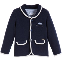 Knitted Cotton Cardigan w/ Handkerchief - Navy Blue Knitted Cotton Cardigan w/ Handkerchief - Navy Blue
